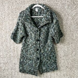 Tabitha Anthro Sweater Women’s XL Marled Green Wool Blend Chunky Knit Cardigan